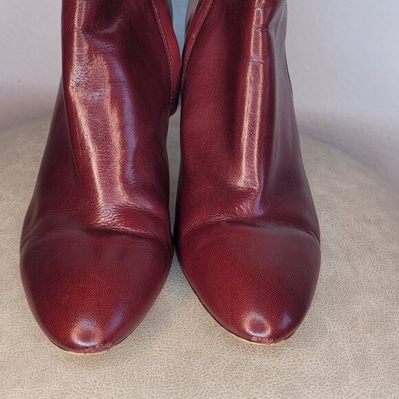 Nine West Burgundy Leather Heeled Ankle Boots – Size 12M - Picture 10 of 12